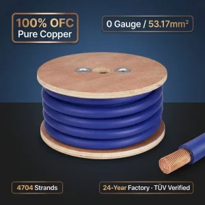 100% OFC Pure Copper 0 Gauge Car Audio Power Cable 4704 Strands 53.17mm² Amplifier Ground Wire Custom Length OEM Factory