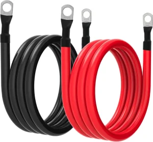 4 AWG Battery Cable 4AWG Gauge Pure Copper Battery Inverter Cables with 3/8 in Lugs Both Ends Power Inverter Wire Set (6ft)