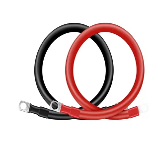 4AWG 15 Inch PVC Insulated Brass Conductor Battery Cables (1+1) 3/8″ M10 Lug Terminals IP67 250V for Car Truck Solar Marine Lawn