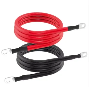 4ft PVC Insulated Pure Copper 4 AWG Battery Cables 120cm Silicone Wire Heavy Duty Power Transmission Cable With 3/8″ Lugs For RV
