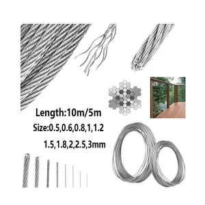 7×7 Stainless Steel Wire Rope 0.5mm-3.0mm Diameter Type 304 & 316 Marine Grade Cable