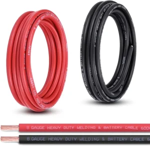 8AWG Stranded Copper 600V Rated Red Black Welding Battery Cable for Automotive Solar Generator Use -50C to +105C