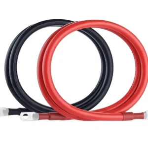 Battery Cables 6 AWG 1FT Pure Copper PVC IP67 250V Rated Power Inverter Set 3/8″ Lugs Terminals (Black Red) Car Marine Solar