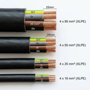 CE 4C 6 4 2 1 1/0 2/0 3/0 4/0 AWG High Purity Copper PE XLPE Jacket Low Voltage 0.6kV 3*150+1*70mm Welding Power Cable