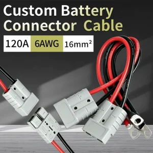 Custom Battery Connector Cable 6AWG 120A 600V Unisex Plug-In Electrical Wiring Terminal Block for RV Energy Storage Battery