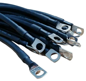 Custom Battery Jumper Cable Assembly 2AWG 6AWG 8AWG Flexible Silicone Wire Harnesses with Lugs for Solar BESS Inverter UPS RV
