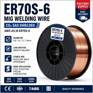 ER70S 6 MIG Welding Wire 0.8 1.0 1.2mm CO2 Gas Shielded Steel Wire Factory Supply