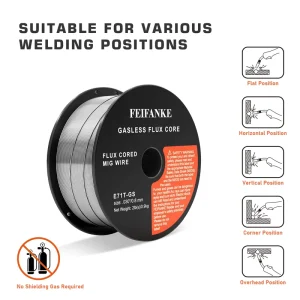 FEIFANKE 030” 0.8mm Mild Steel AWS Certified ISO9001 Gasless MIG Flux Core Welding Wire E71T-GS 1 Pack 2 Pounds