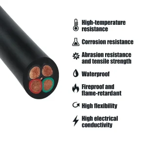 H07RN-F Stranded Copper Rubber Industrial Cable 5X6 5X4 Mm2 4X1.5mm2 4X120mm 3X2.5mm 450/750V 0-90C