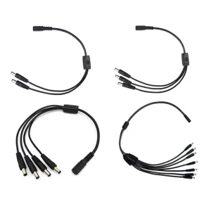 Industrial Copper DC 5.5*2.1mm 5V 20AWG Splitter Cable for CCTV 1 Female to 4 Male Extension