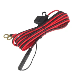 Jump Starter Fused Clip Car Audio Power Cable to O Ring Eyelet 2 Pole SAE Connector Wire