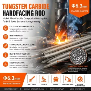 Nickel Alloy Tungsten Carbide Composite Hardfacing Rod 6.3 for Drill Tools Wear Resistance Welding Rod
