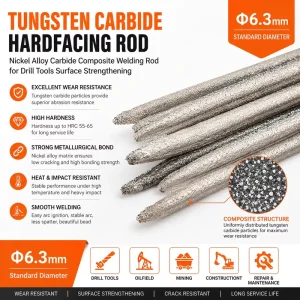 Nickel Based Tungsten Carbide Hardfacing Rod WC Composite Welding Rod for PDC Drill Bit Wear Protection
