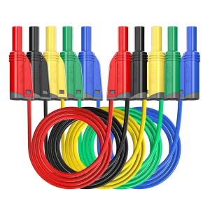 P1050-1 4mm Banana Plug Test Lead Soft Silicone Cable Safe Stackable Male Plug 1M Wire 14AWG 1000V/10A