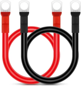 Pure Copper Battery Inverter Cables 2 5 4 6 8 10AWG Gauge Red Black Wire with Ring Terminals for Solar RV Marine Multiple Sizes
