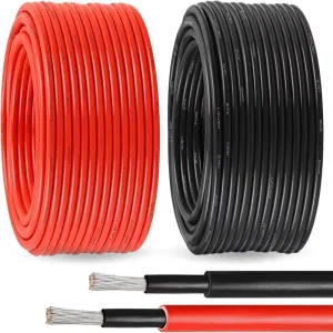 Solar Extension Cable XLPE Insulated 10 AWG (6mm) 100ft Tinned Copper 1000V Automotive RV Boat Marine CN (Black + Red)