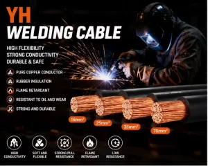 Welding Cable H01N2 D YH 16-120mm² Pure Copper Rubber IEC CCC Certified Heat Oil Resistant for Welding Machine