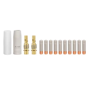 14pcs Brass Coated Ceramic Anti Spill Nozzle Tip Holder Welder Protective Cover for MIG 15AK