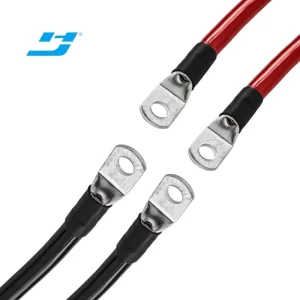 2 4 6 8 AWG Tinned Copper Battery Cable Set with Ring Terminals Red & Black