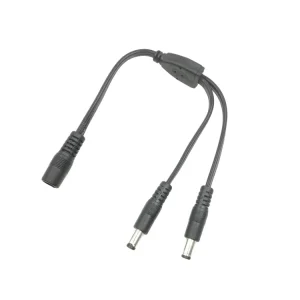 2 Way Y Cable DC Power 1 Female to 2 Male DC5.5*2.1mm DC Power Supply Splitter Cable Cord for LED Strip Light