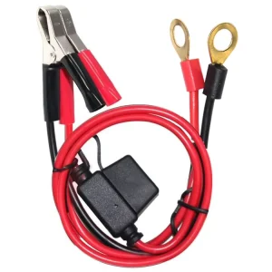 2 Wire Red and Black Clips Battery Button Ring Terminals Electric Copper Alligator Clip Cable Set