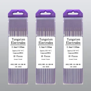 2.4mm X 150mm Purple Compound Tungsten Electrodes Welding Rods for TIG Arc Welding Ground Surface Easy Arc Durable Plastic