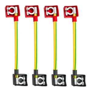 30cm Heavy Duty Battery Connecting Wire 12mm² Pure Copper Yellow Green Grounding Power Cable with Dual Sheathed Lead Clips