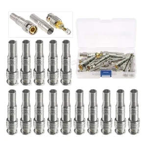 75 Ohm Coax RG6 Compression F BNC Male Plug RF Coaxial Cable BNC Male Connector for CCTV RG58 RG59 RG6