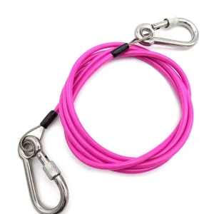 Custom Plastic Coated Steel Wire Rope Climbing Coil Safety Lanyard With Auto Locking Carabiner Clips Twist Lock Accessories