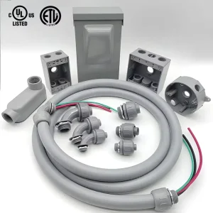 Electrical AC Whip Assembly 1/2″ X 6ft Non-Metallic Liquid Tight Electrical Conduit and 10 Gauge Wire A/C Hook-up Whip Kit