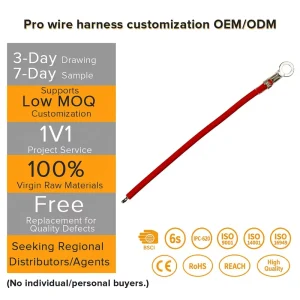 Heavy Duty 10 Awg Gauge Tin Plated Copper PTFE PBT Battery Cable 1/0 Welding Wire Assembly Ring Lugs Terminal for Power Supply