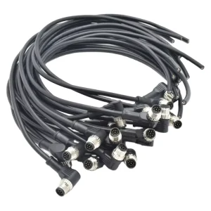 M12 8 Pin Connector Wire Electrical Male Right Angle Plug Welding Molded IP67 Waterproof Sensor Cable