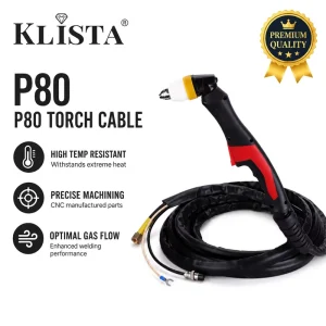 P80 Air Cooled Plasma Cutting Torch Complete Cable Assembly Handheld Cutting Gun Fit LGK80 LGK100 Plasma Cutter
