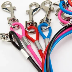 Pet Runner for Yard Steel Wire Dog Cable with Durable Clips Purple Dog Chains for Outside Cat Lead for Large Dogs