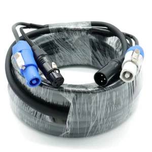 Powercon Combination Cable Power and 3pin DMX XLR Signal Cable for Light Power Signal Connection