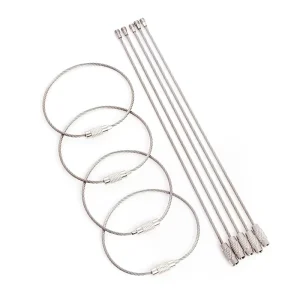 Stainless Steel Cable Key Ring Silver Gold Wire Loop Key Chains Safety Cable Hanging Luggage Tag Accessories AiSi Welding
